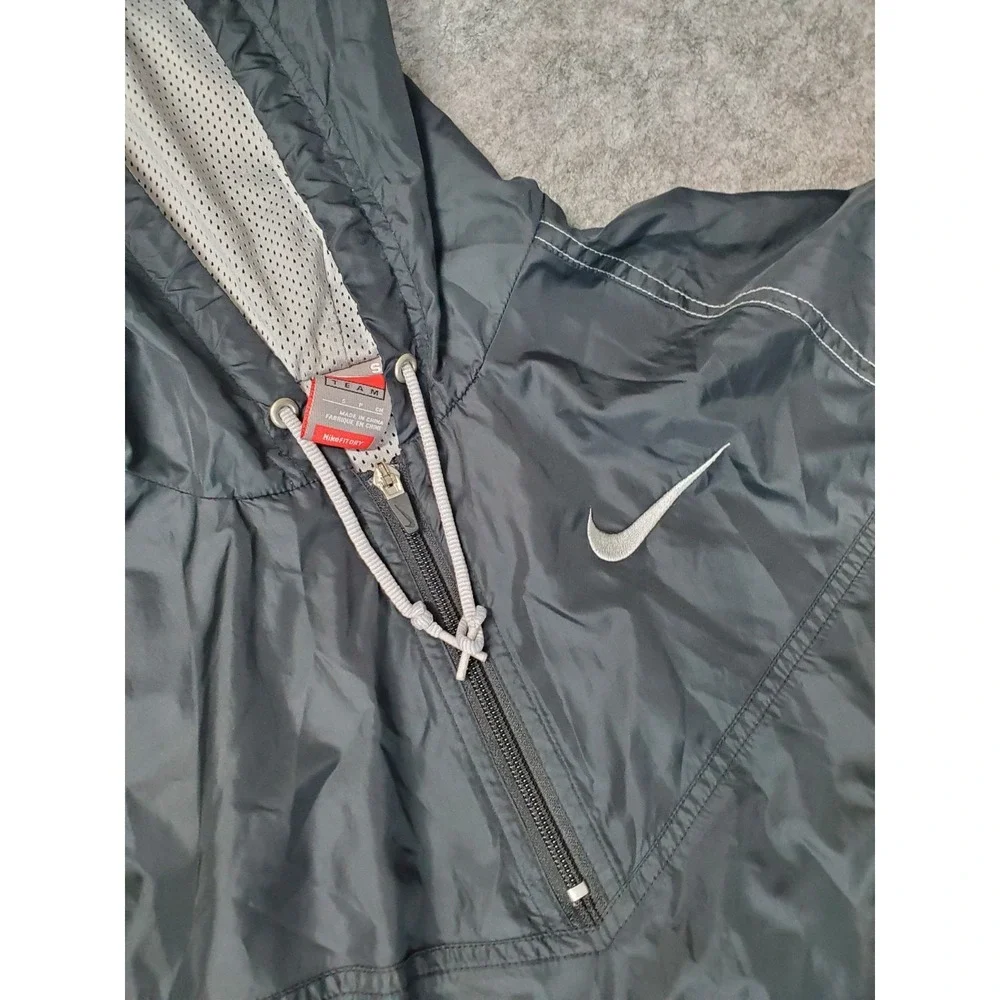 Nike Team Lacrosse Mens Windbreaker Size Small Quarter Zip Black Anorak Mesh
